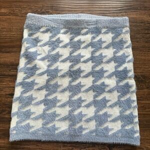 Coquette Soft Girl Fuzzy Skirt - IRIS Pastel Houndstooth Knit Mini Large
